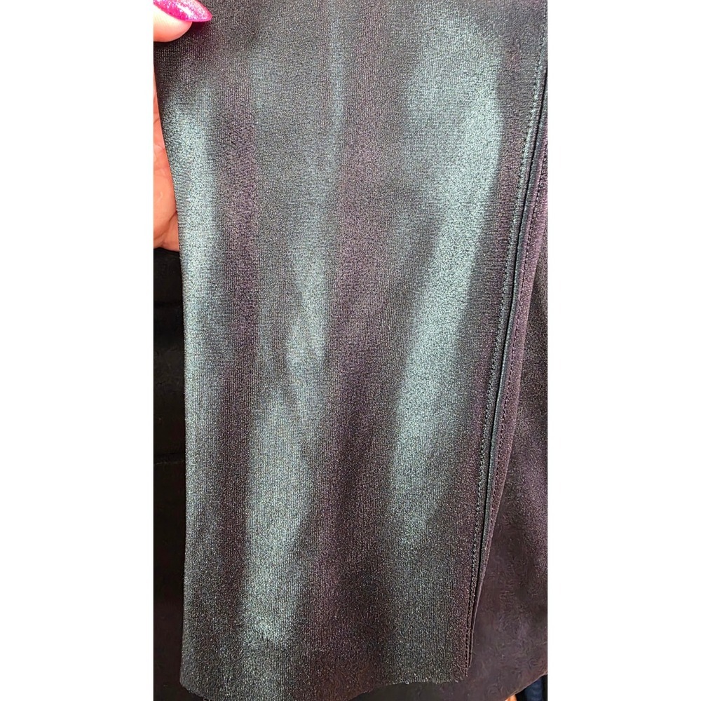 Spanx Black Metallic High Waisted Cropped Leggings Medium Shimmer Activewear - Picture 5 of 7